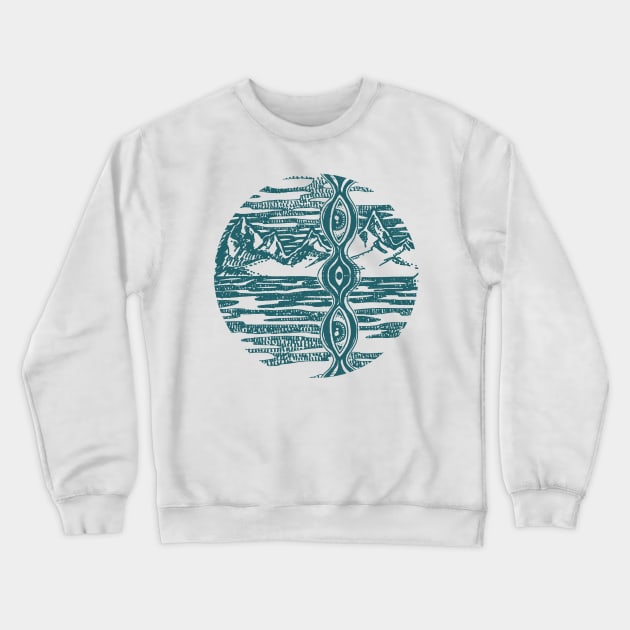 Eye Sea Mountains Crewneck Sweatshirt by HenryBennettArt